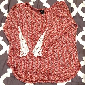 3/$5 Rue 21 Sweater Top Lg burgundy